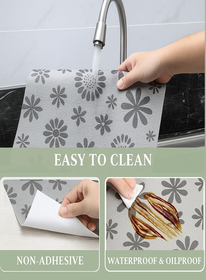 SUBETE Anti-Slip Waterproof Kitchen Drawer Liner | Non-Adhesive Shelf & Cabinet Mats | Anti-Skid Liner for Wardrobe, Cupboard, and Fridge | 45 cm x 300 cm (Floral Grey Pattern) - Image 2